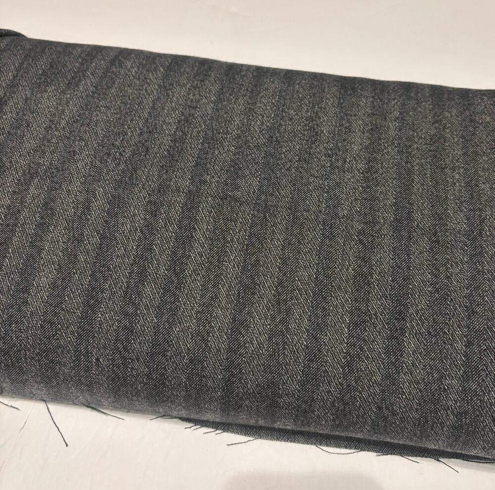 Gray Blue Pinstripe Wool Blend Fabric 58” Wide 13.5 Yds Herringbone Suiting